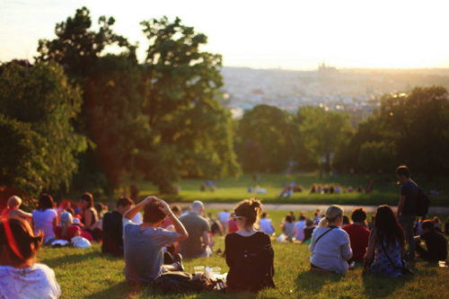 People relaxing in the Sun